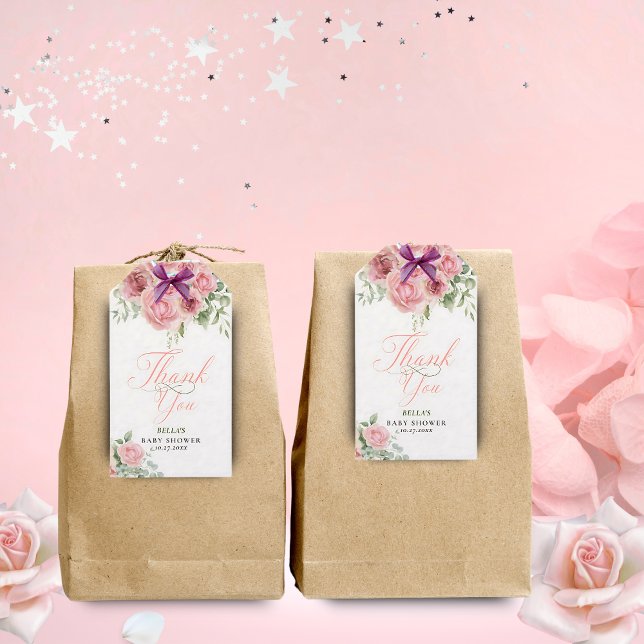 Étiquette cadeau pour Baby Shower Fille Bébé en fl (Créateur téléchargé)