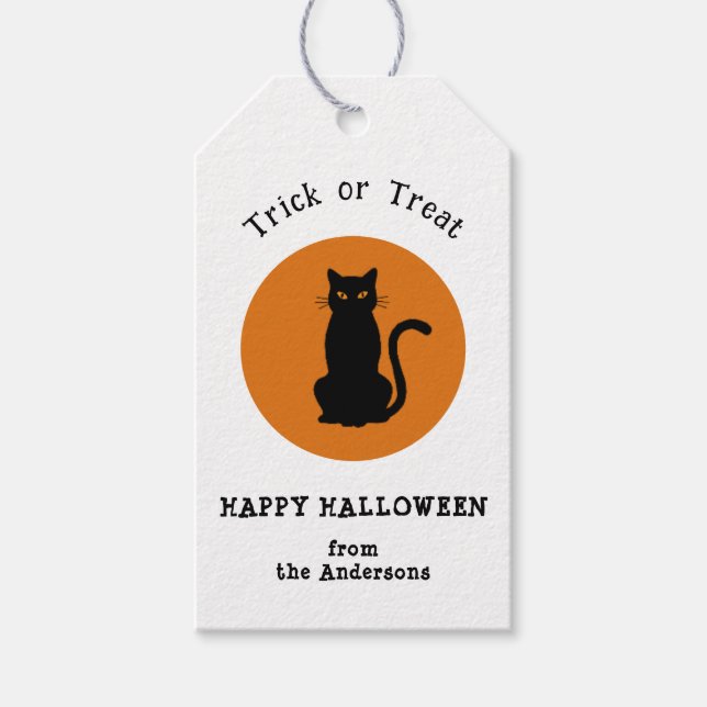 Étiquette cadeau pour la fête d'Halloween Chat Noi (Devant)