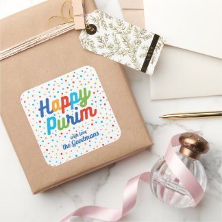 Étiquette cadeau Purim Carré personnalisé
