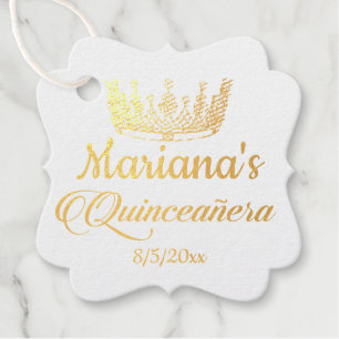 Étiquette-cadeau Quinceanera Princess Crown Foil