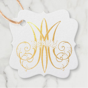 Étiquette-cadeau Religieux Traditionnel Catholique Monogramme Maire
