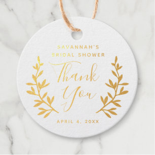 Étiquette-cadeau Remerciement de baby shower rustique en feuille de