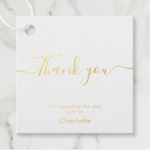 Étiquette-cadeau Remerciement de mariage en script moderne