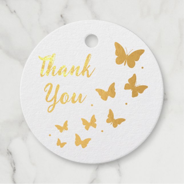 Étiquette-cadeau Remerciement Papillon Moderne Tendance Mignon Feui (Devant)