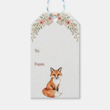 Étiquette cadeau renard boho floral aquarelle forê