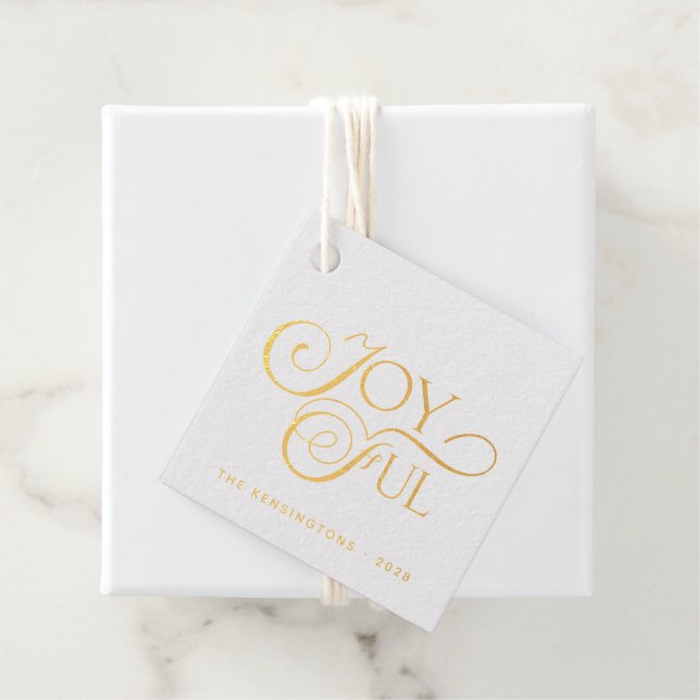 Étiquette-cadeau Rouge moderne Joyeux Noël Gold Foil (Avec boite)
