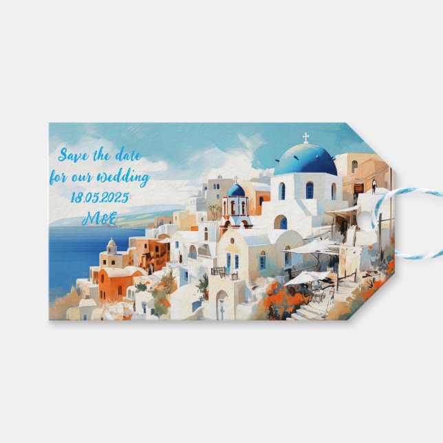 Étiquette Cadeau Santorin (Devant (Horizontal))