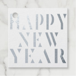 Étiquette-cadeau script moderne heureux feuille de nouvelle année f