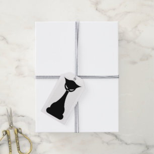 Étiquette cadeau silhouette de chat noir gothique