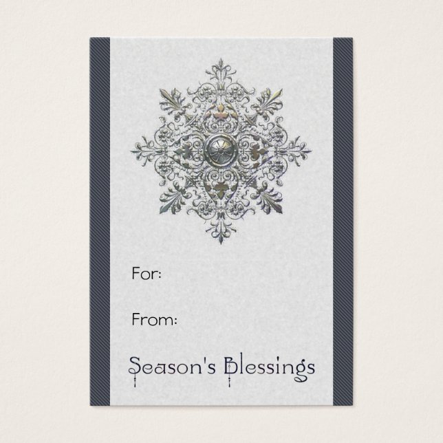 Étiquette cadeau Silver Snowflake (Devant)