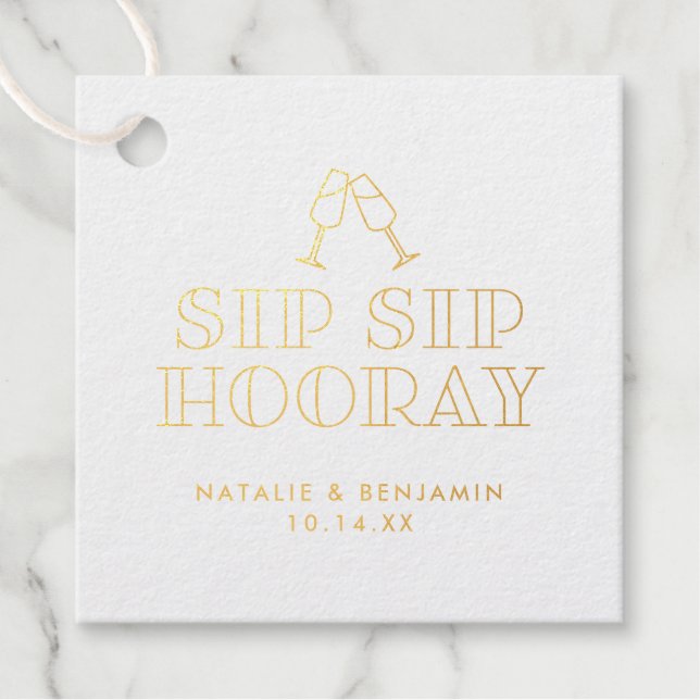 Étiquette-cadeau Sip Hooray Champagne Toast (Devant)