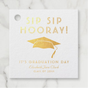 Étiquette-cadeau Sip Sip Hooray Balises de promotion Gold Foil