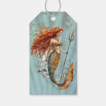 Étiquette Cadeau Sirène Vintage Bleu Océan