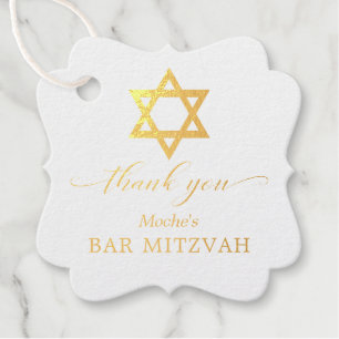 Étiquette-cadeau Star or de David Bar Mitzvah Boy Merci