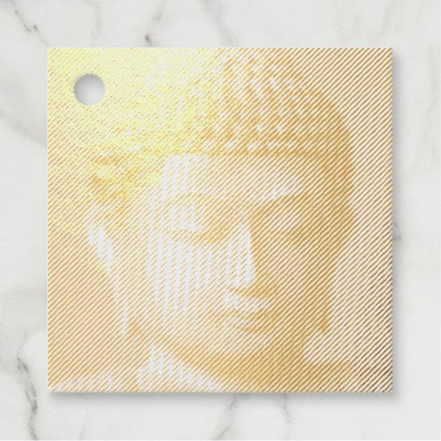 Étiquette-cadeau Statue Face Bouddha Noir Et Blanc Formée Par Ligne (Devant)