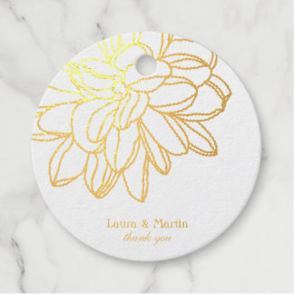 Étiquette-cadeau Tête de fleur de dahlia, design simple moderne