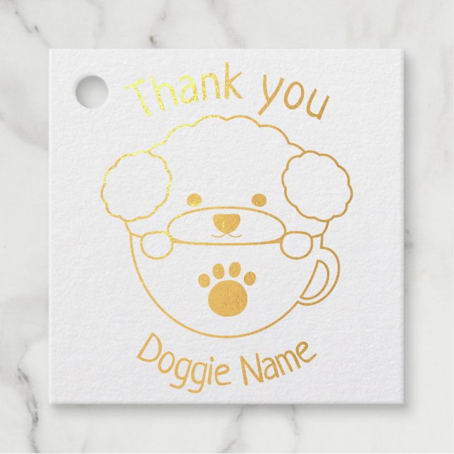 Étiquette-cadeau Timbre d'art en bois de caniche (Devant)