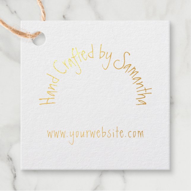 Étiquette-cadeau Typographie artisanale Nom Logo Site Web Merci (Devant)