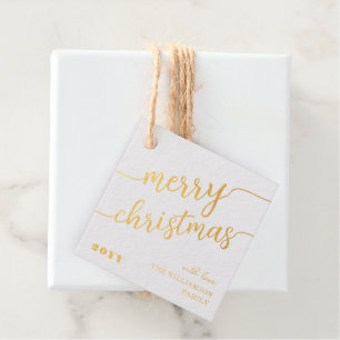 Étiquette-cadeau Typographie minimaliste Joyeux Noël chic