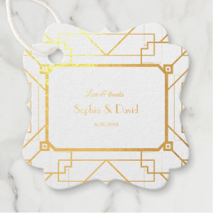 Étiquette-cadeau Unique Gold Black Great Gatsby Art Déco Mariage