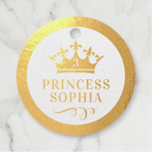 Étiquette-cadeau VÉRITABLE FOIL Gold ou Silver Princess Crown Anniv