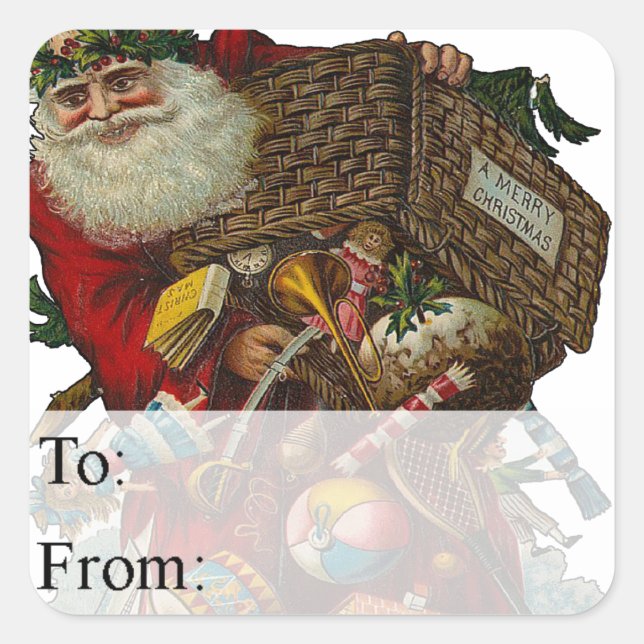 Étiquette cadeau Vintage Père Noël (Devant)