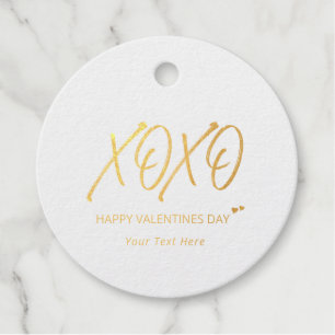 Étiquette-cadeau XOXO   Gold Hearts Heureuse Sainte-Valentin Foil C