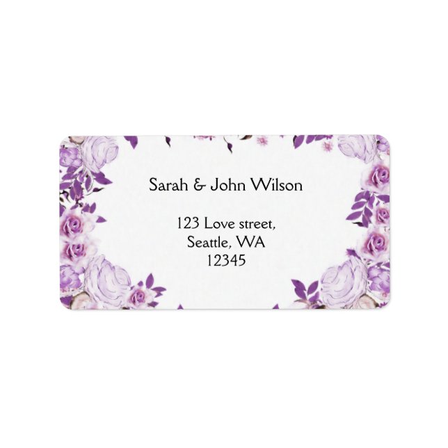Étiquette Cadre cardiaque Purple Lavender Rose Mariage (Devant)