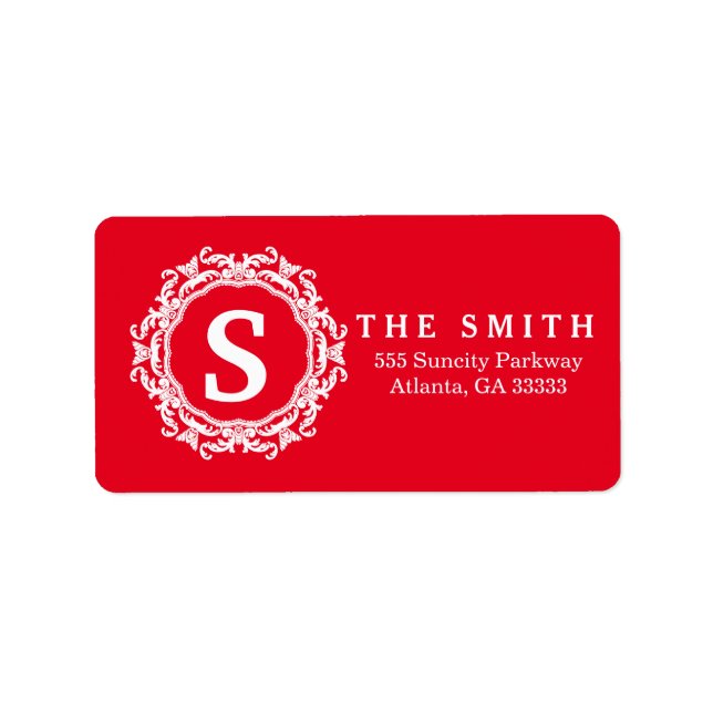 Étiquette Cadre décoratif Monogramme Rouge Noël (Devant)