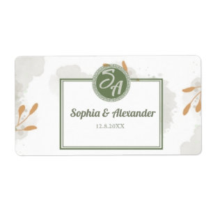 Étiquette Cadre doré élégant et fleurs de mariage floral