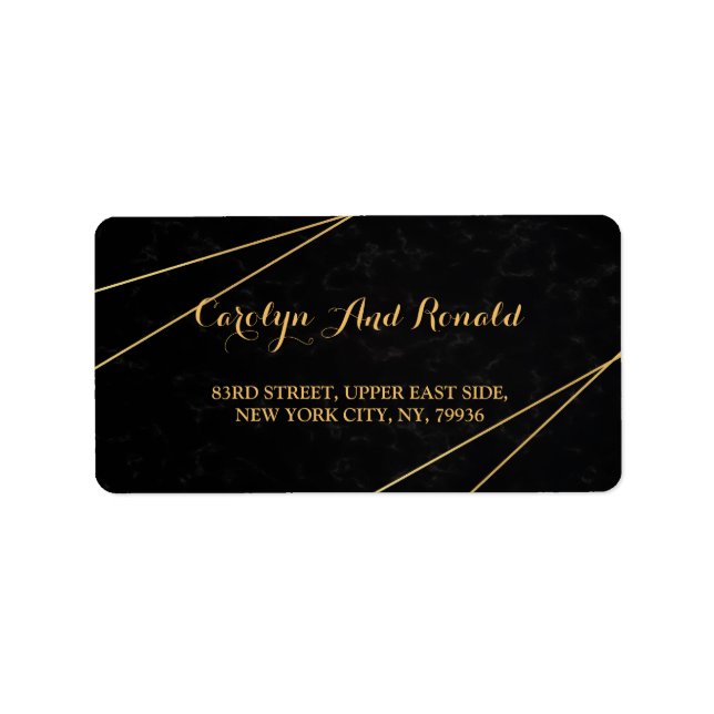 Étiquette Cadre géométrique noir et or chic (Devant)