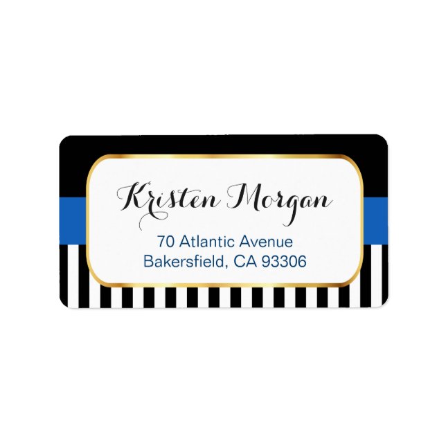 Étiquette Cadre or avec Bleu Marine Bleu Bleu Bleu Blancs (Devant)