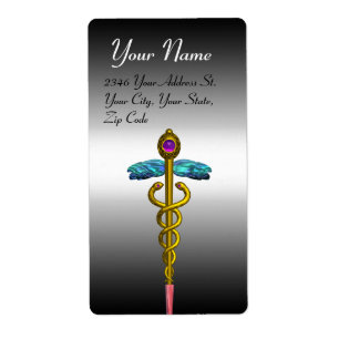 Étiquette CADUCUS, améthyste aurifère dynamique