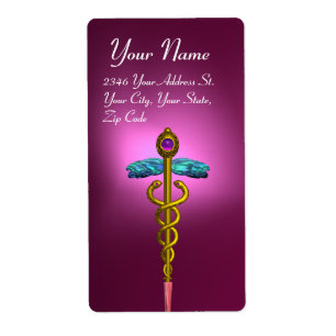 Étiquette CADUCUS, améthyste d'or vif violet violet rose vio