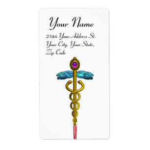 Étiquette CADUCUS, améthyste or vibrant, blanc