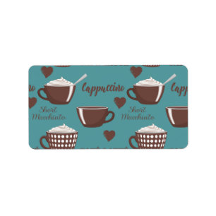 Étiquette Café Latte Cappuccino Marron Tasses de Café Crème