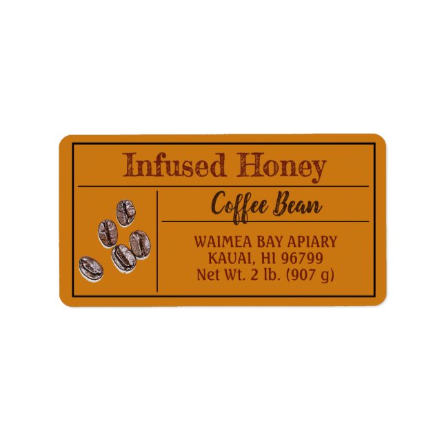 Étiquette Café Miel infusé Ambre foncé (Devant)