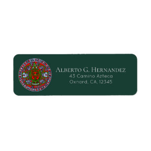 Étiquette Calendrier en pierre de soleil aztèque mexicain ve