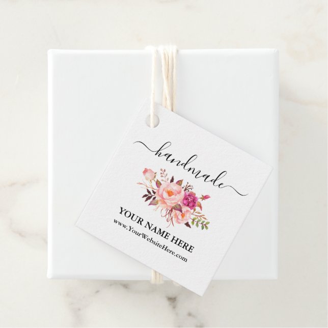Étiquette Calligraphie Aquarelle rose Floral artis (En situation)