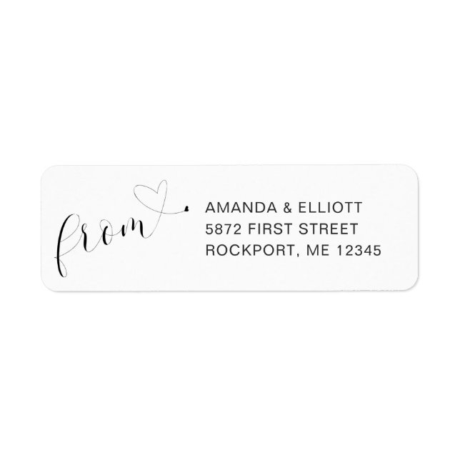 Étiquette Calligraphie du Mariage du coeur Adresse de retour (Devant)