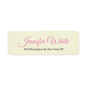Étiquette Calligraphie Élégante Gras Retro Beige Rose