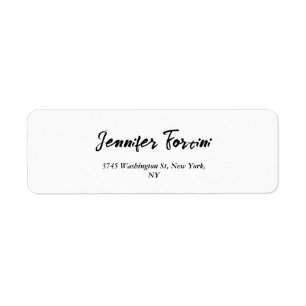Étiquette Calligraphie Élégante Noir & Blanc Plaine Simple