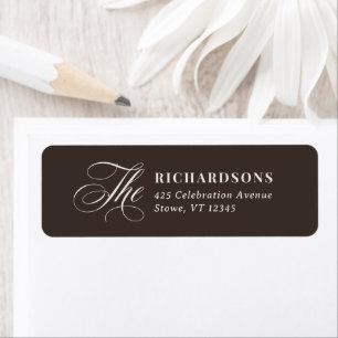 Étiquette Calligraphie Espresso Brun Foncé Adresse de Reto