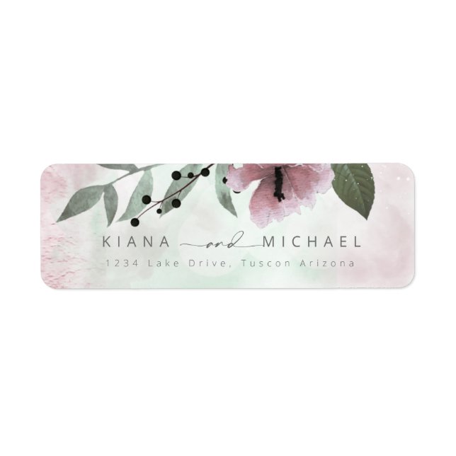 Étiquette Calligraphie Floral Mariage Mauve ID771 (Devant)
