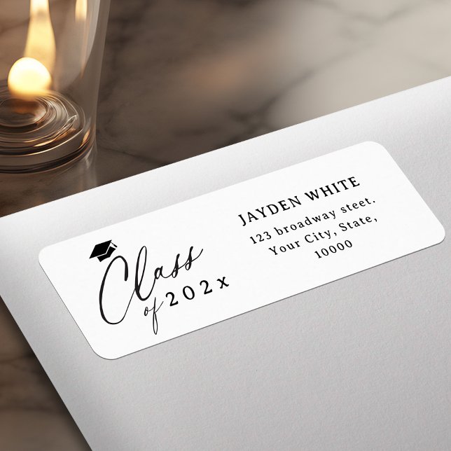Étiquette Calligraphie moderne Classe de diplôme Adresse (Modern Calligraphy Class of Graduation Address Label)