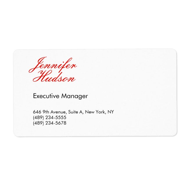 Étiquette Calligraphie moderne minimaliste professionnelle (Devant)