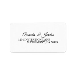 Étiquette Calligraphie noir et blanc simple Adresse RSVP