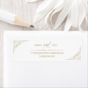 Étiquette Calligraphie or Faux dorée Mariage romantique