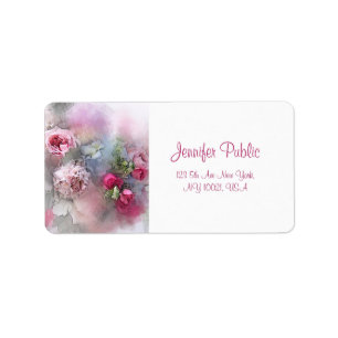 Étiquette Calligraphie personnalisée fleurs aquarelle