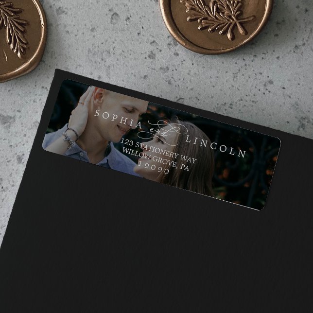 Étiquette Calligraphie romantique Couche de la photo foncée (Créateur téléchargé)